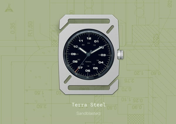 Terra Steel watch, sandblasted